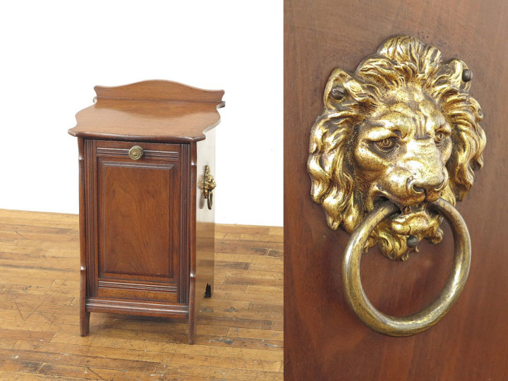 ライオンの金具が素敵なコールボックス 55178 アンティーク家具 ウェブ