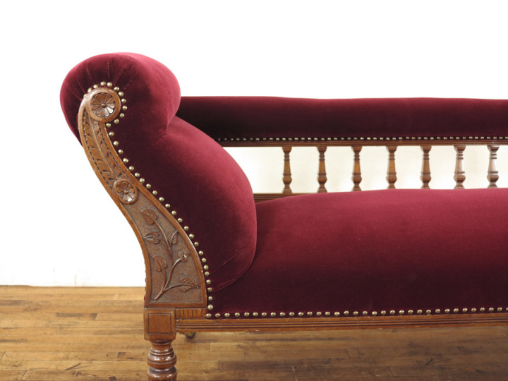 イギリス 1910年頃 シェーズロング アンティーク 張替済 長椅子