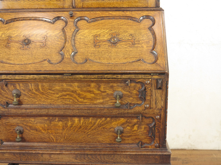 洗練されたイギリスアンティーク ブックビューロー 56194 アンティーク