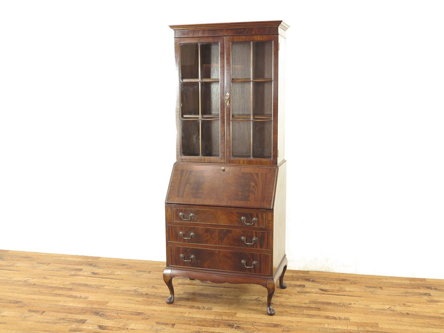 マホガニーの杢目 ブックビューロー 56709 アンティーク家具 ウェブ