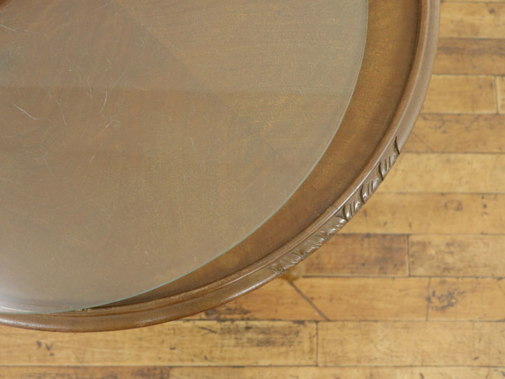 丸型天板のガラストップコーヒーテーブル 57461 アンティーク家具