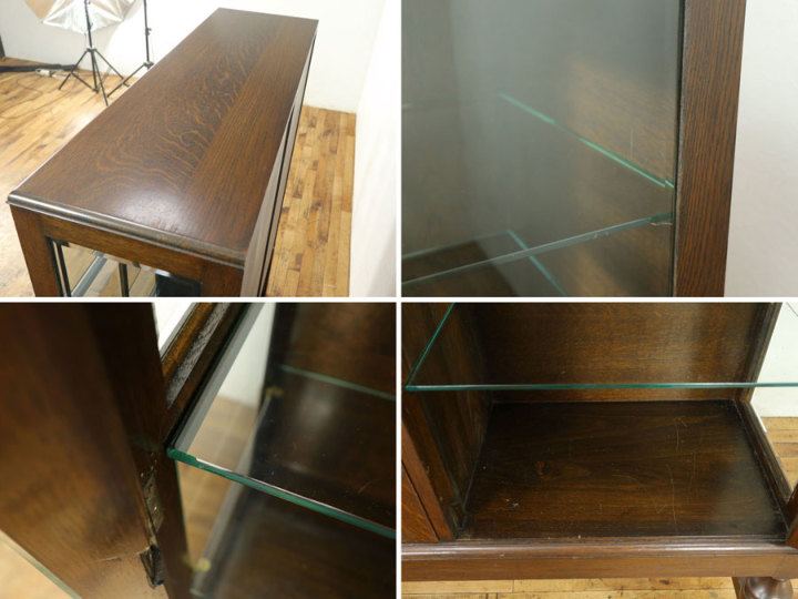 古家具　ガラスケース ブックケースのようなデザイン 面取りガラス ショーケース 57641