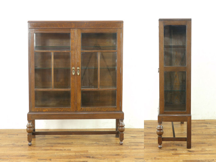 アンティーク風ガラスケース ブックケースのようなデザイン 面取りガラス ショーケース 57641