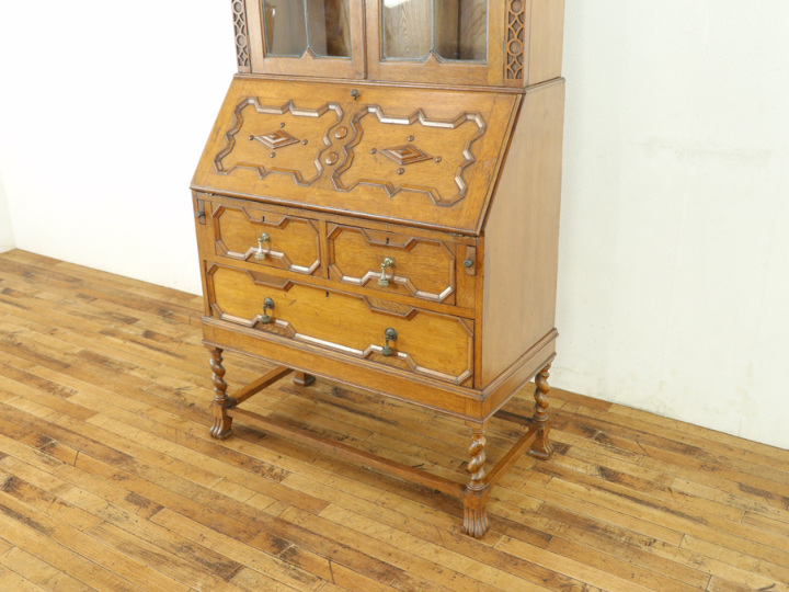 ロイズアンティークス ビューローブックシェルフ 英国イギリスアンティーク家具 ビューローブックケース デスク 本棚