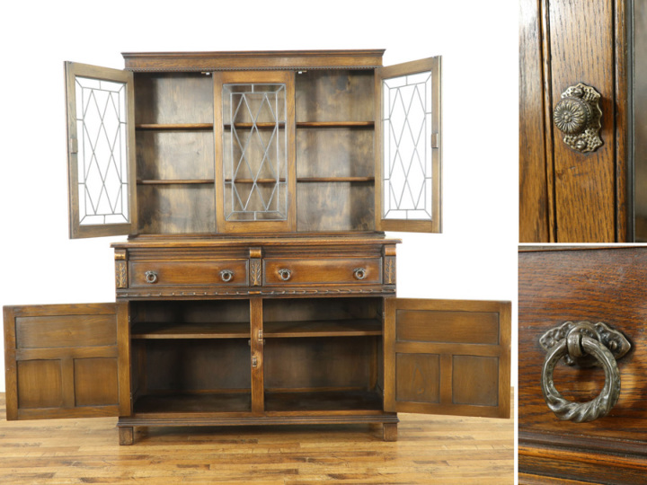 ステンドグラスも魅力 飾り棚 キャビネット 57799 アンティーク