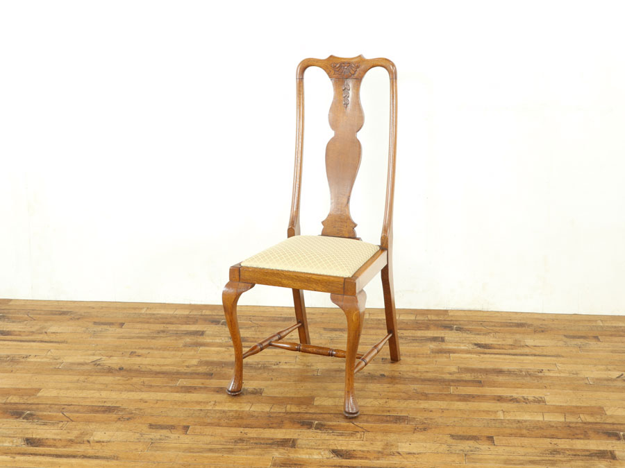 オーク材タイプ クィーンアンダイニングチェア 57822在庫4脚