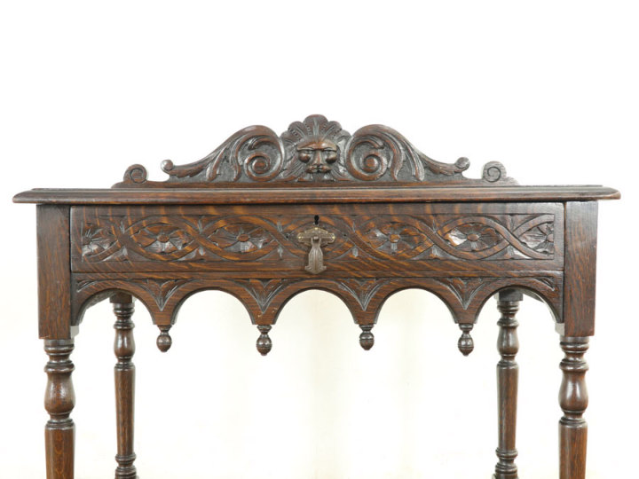 ⭕️【コンソールテーブル】引き出し付 飾り棚 家具 アンティーク ヴィンテージ✨ 横長なサイズが嬉しい 引き出し付きコンソールテーブル 59349