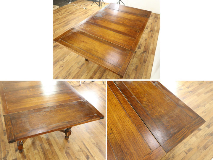 ◆アンティーク調　ドローリーフ　テーブル　　リビング　拡張式　中古品　◆ アンティークと言えばやっぱりねじねじ ドローリーフテーブル