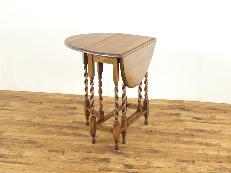 アンティーク ヴィンテージ 木製ツイスト脚テーブル アンティーク