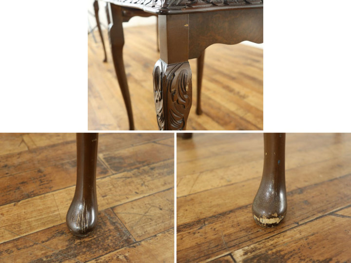 ネストテーブル　北欧　ヴィンテージ 渋い杢目にガラストップのネストテーブル 58282 アンティーク