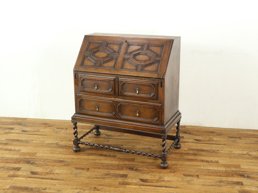 アンティーク　ライティングビューロー 1930年代オーク材小さなライティングビューロー（横幅65cm） イギリス