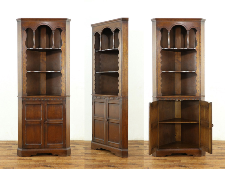 コーナー飾り棚 3段開き扉付 FURNI TURE E38