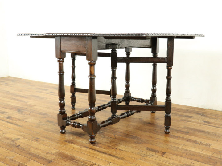 秘密の引き出し付き ゲートレッグテーブル 58587 アンティーク家具