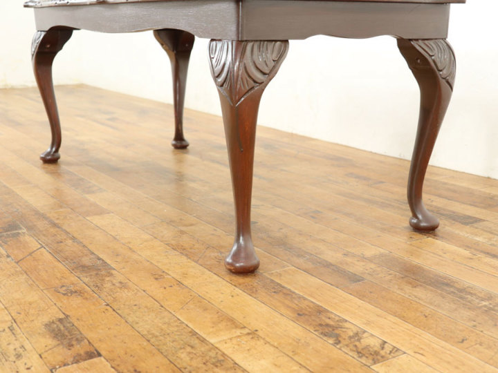 ガラス新調しました レザーも魅力 ガラストップコーヒーテーブル 58628