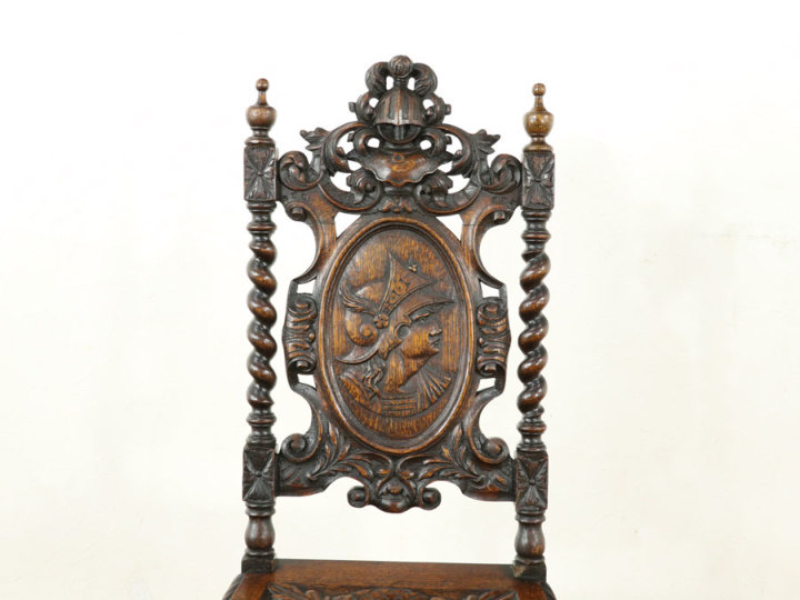 超希少！1900年頃イギリス 騎士の彫刻チェア 58670b アンティーク家具 