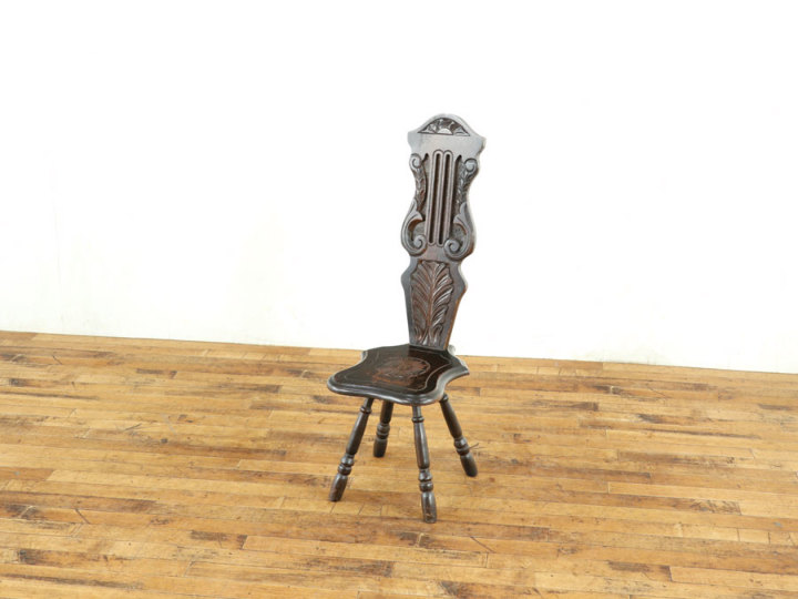 糸をつむぐ椅子、スピニングチェア 58674 アンティーク家具 ウェブ 