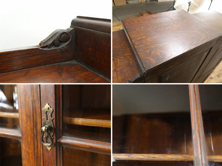 面取りガラスと印象的なデザイン 6枚扉 ブックケース イギリス