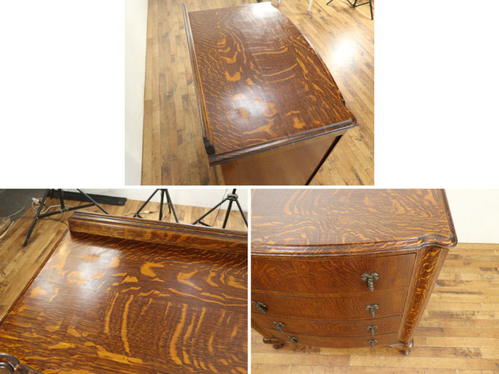 オーク材の虎斑も美しい アールデコチェスト 58888 アンティーク家具