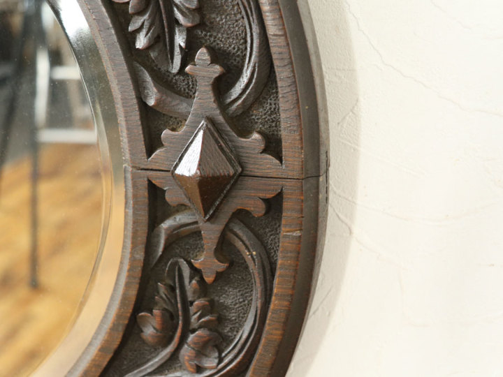 葡萄の彫刻 イギリスアンティーク ウォールミラー 59036 アンティーク