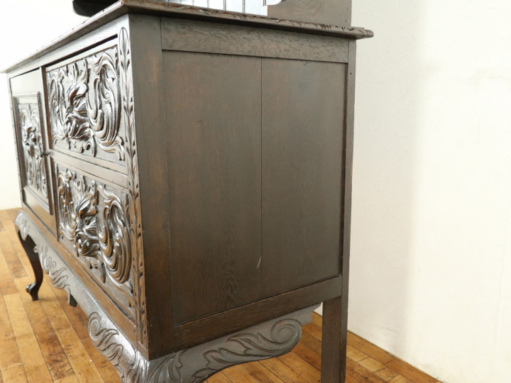 1900年頃 グリーンマンの彫刻 アンティークカップボード 59055