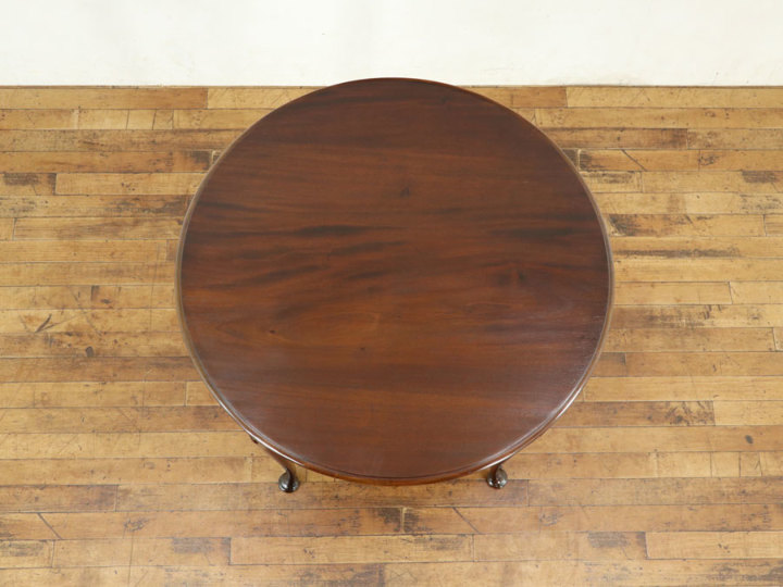 天板再塗装済み マホガニー材使用の丸型天板サイドテーブル 59123