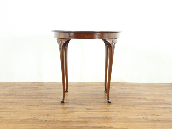 天板再塗装済み マホガニー材使用の丸型天板サイドテーブル 59123