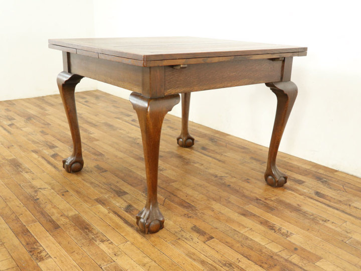 イギリスアンティーク ボールアンクローフット ドローリーフテーブル