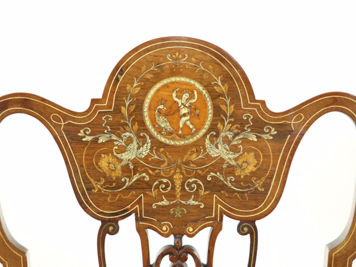 イギリス アンティーク 家具 サロンチェア アームチェア 椅子 英国 4995c エドワーディアンスタイル イギリスアンティーク家具 サロン