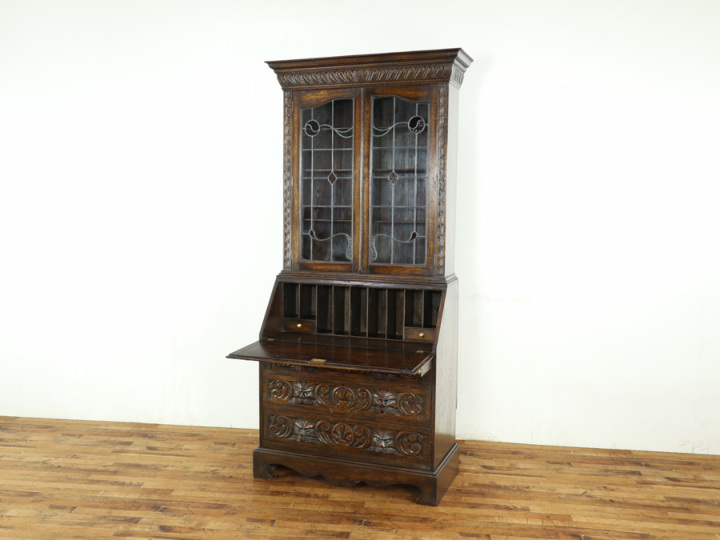 イギリスアンティーク 【ステンドグラスライティングビューロー】 antique & Vintage furniture at's(アッツ)□ / 英国ステンドグラス