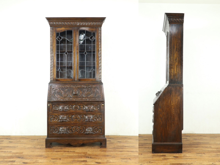 イギリスアンティーク 【ステンドグラスライティングビューロー】 antique & Vintage furniture at's(アッツ)□ / 英国ステンド