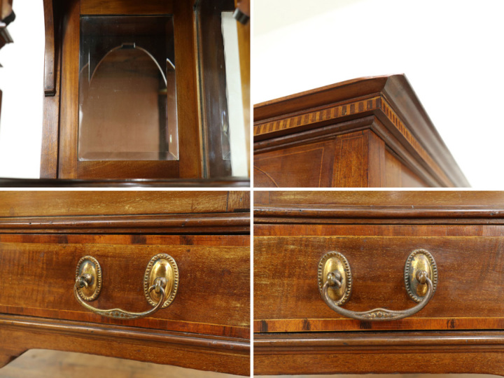 エドワーディアンの美しいデザインの飾り棚 イギリスアンティーク