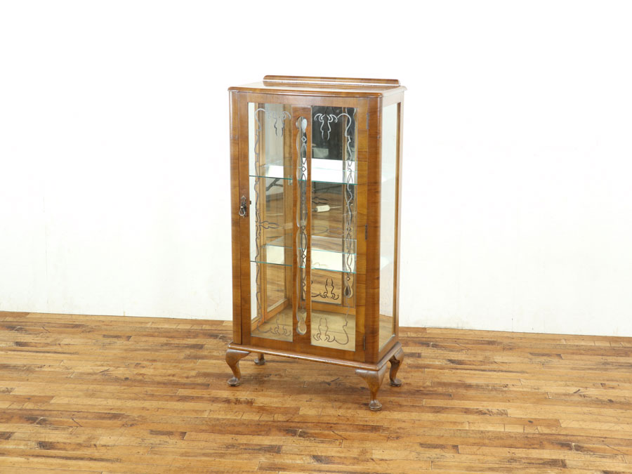 飾り棚　唐木　ショーケース　ミラーバック　ビンテージ ms01-0002.jpg