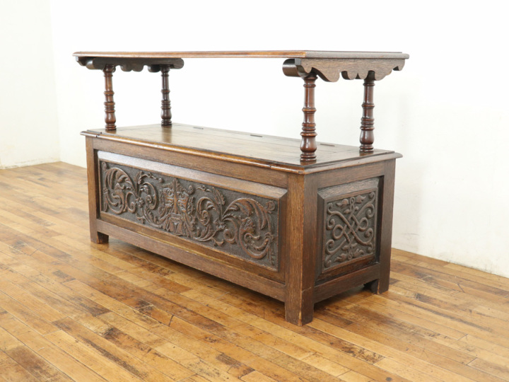 うっとり眺めて座って思索 イギリスアンティーク家具 モンクスベンチ