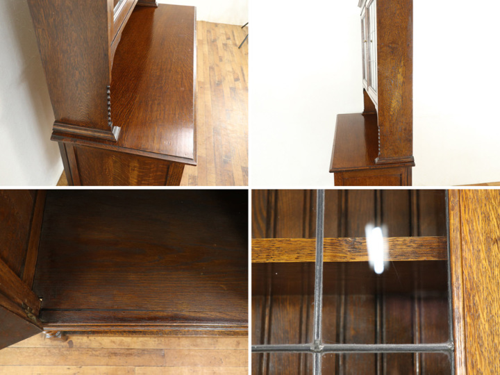 食器棚に ステンドグラスも魅力 カップボードに扉を付けたような