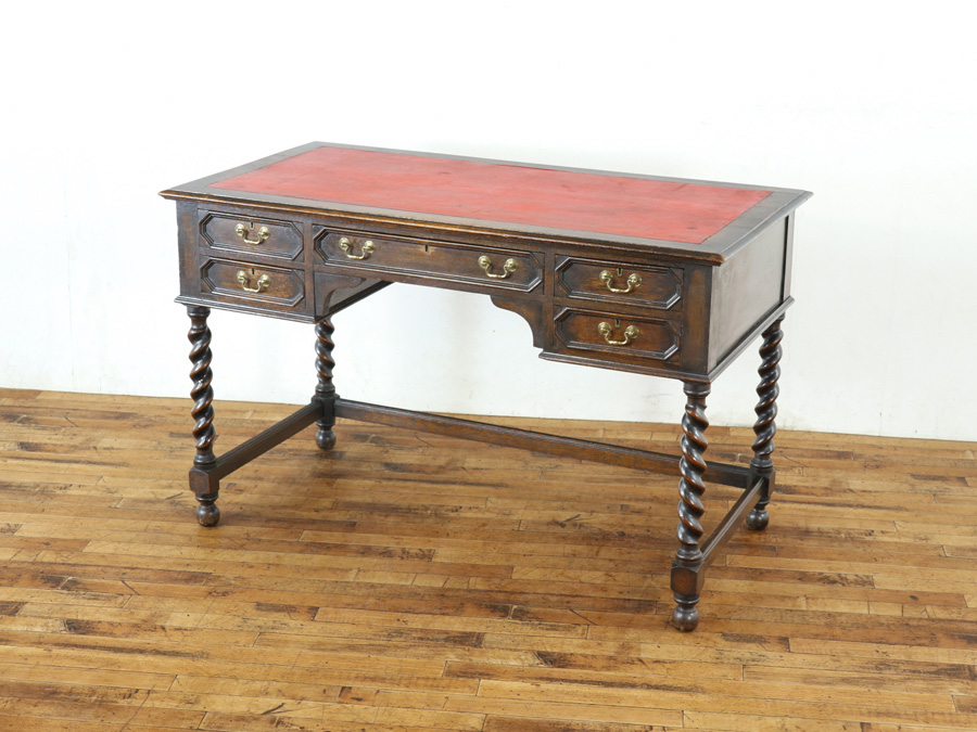 英国アンティーク レディースデスク キャスター付き オーク無垢 マイナスネジ 英国アンティーク レディースデスク キャスター付き オーク無垢