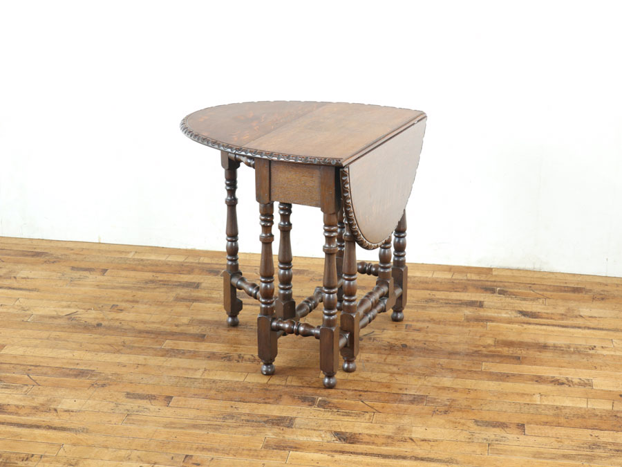 美しいターニングレッグと杢目 ゲートレッグテーブル 59883