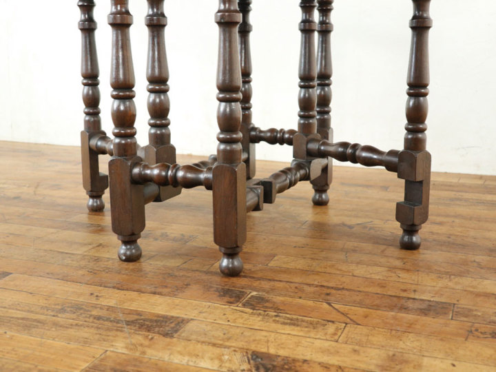 86734☆アンティーク 木彫刻 ゲートレッグ テーブル ダイニング