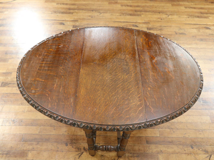 美しいターニングレッグと杢目 ゲートレッグテーブル 59883