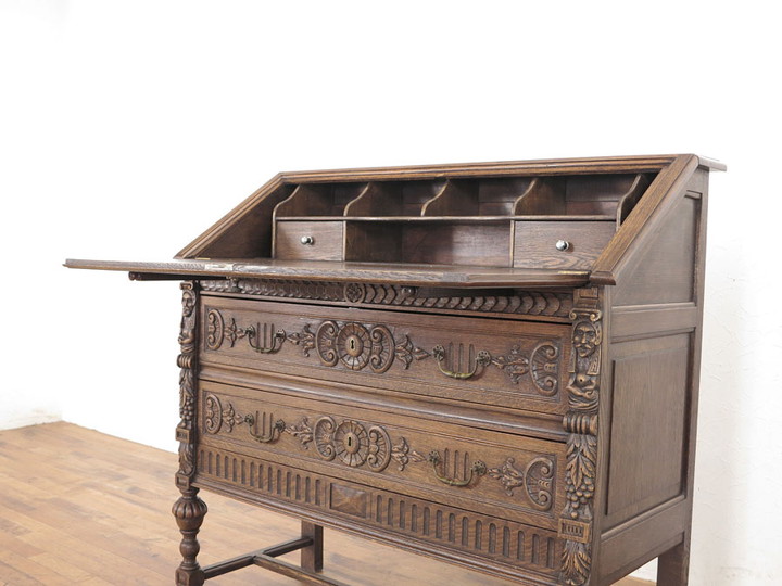 チーク材　ライティングビューロー ライティングビューロー 62637 アンティーク家具 ウェブサイト