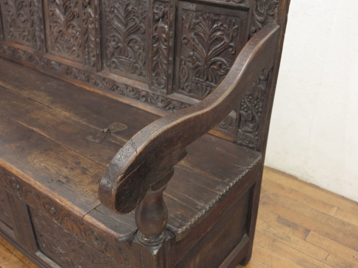 ブドウの彫刻も素晴らしいベンチ 62919 アンティーク家具 ウェブサイト