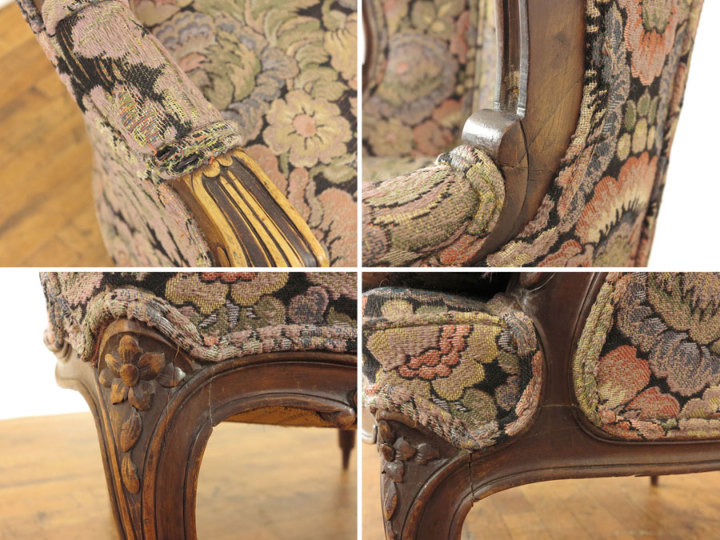 レトロな生地が可愛いシングルソファ 63391 アンティーク家具 ウェブ