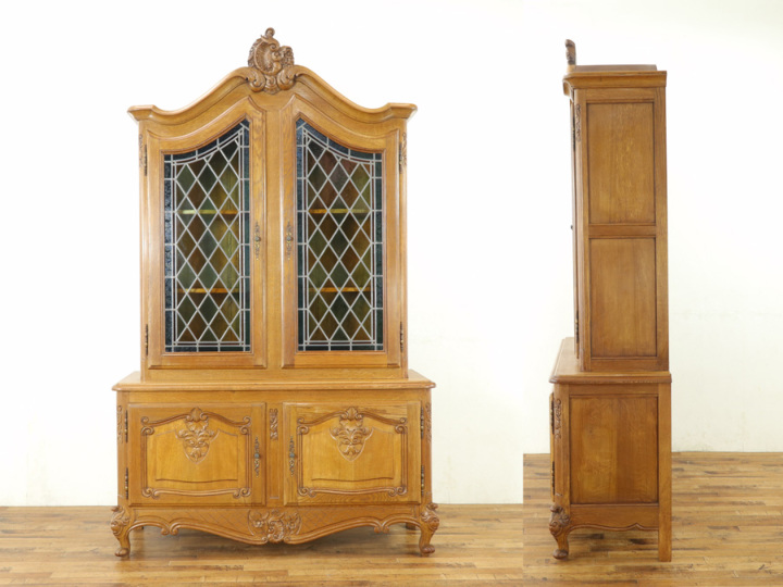 ステンドグラスも魅力 キャビネット 63880 アンティーク家具 ウェブ