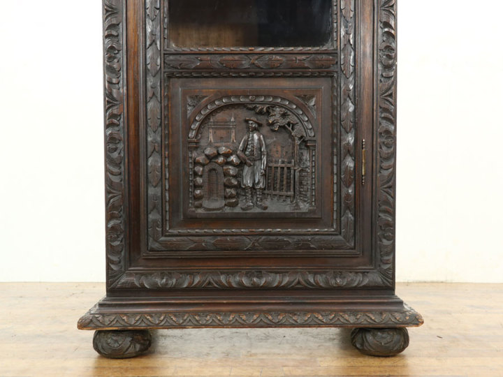 【展示品】アンティーク調　キャビネット　電話台 お城の見える村、とある風景 キャビネット 64538 アンティーク