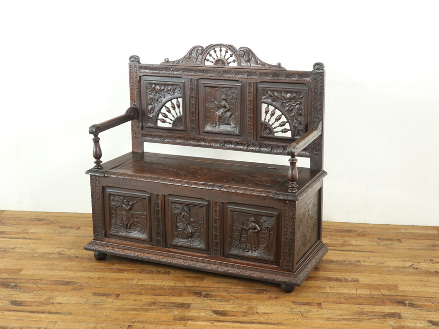 1880年頃 ダークカラーベンチ 64576 アンティーク家具 ウェブサイト