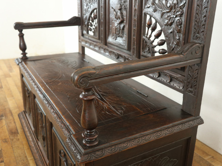 1880年頃 ダークカラーベンチ 64576 アンティーク家具 ウェブ