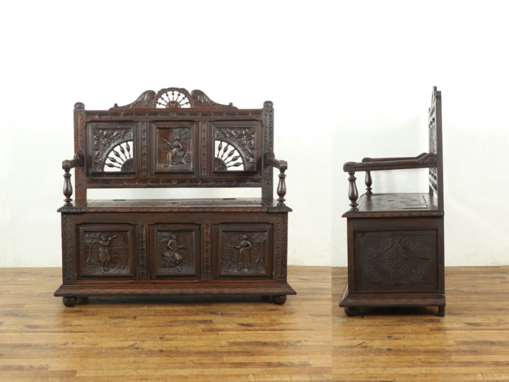 ベンチ　アンティーク 1880年頃 ダークカラーベンチ 64576 アンティーク家具 ウェブ