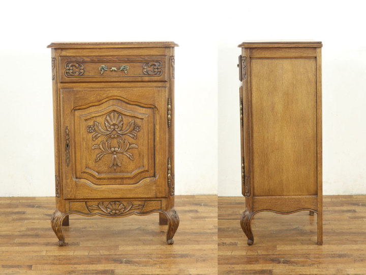 サイドボード 昭和レトロ キャビネット アンティーク 家具 関西地域のみ 図案の配置も面白い フランスアンティーク家具 サイドボード