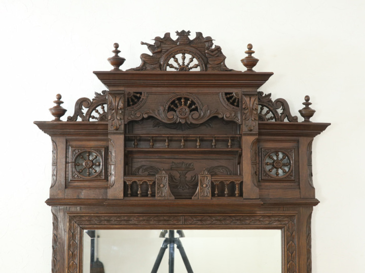 細やかな装飾 オーバーマントルミラー 64593 アンティーク家具