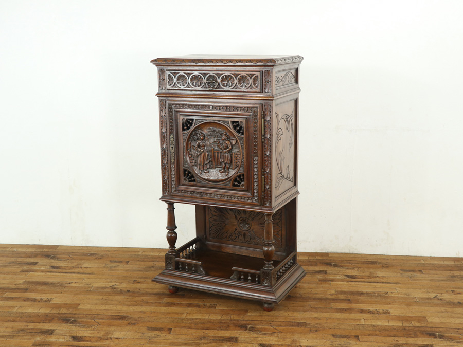 なごやかな情景 1880年頃フランスキャビネット 64635 アンティーク家具