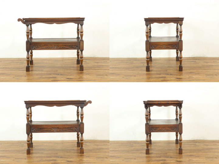 サイドテーブル　剥離 アンティーク 風合いあるラウンドサイドテーブル